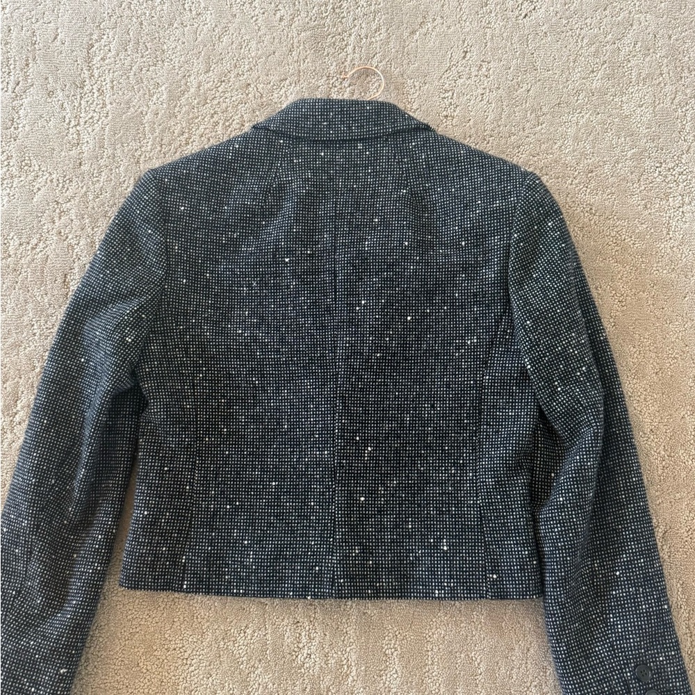 Vintage Pendleton Cropped Wool Blazer Jacket Size 6 Black White Textured - Picture 3 of 8